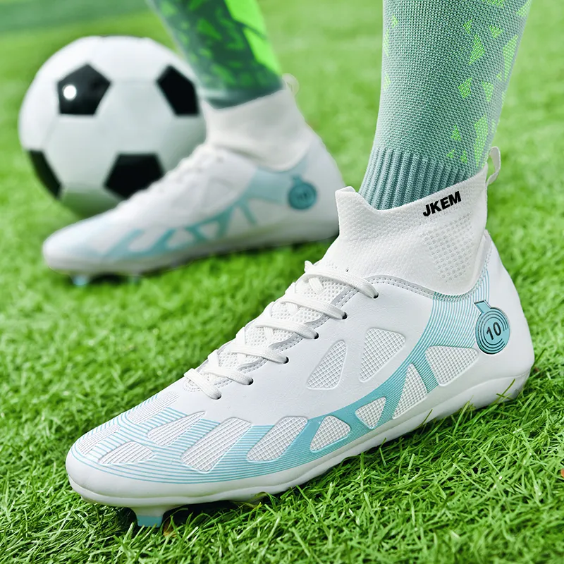 JKEM Soccer Shoes Unisex Low Top Aqua/White/Black-2
