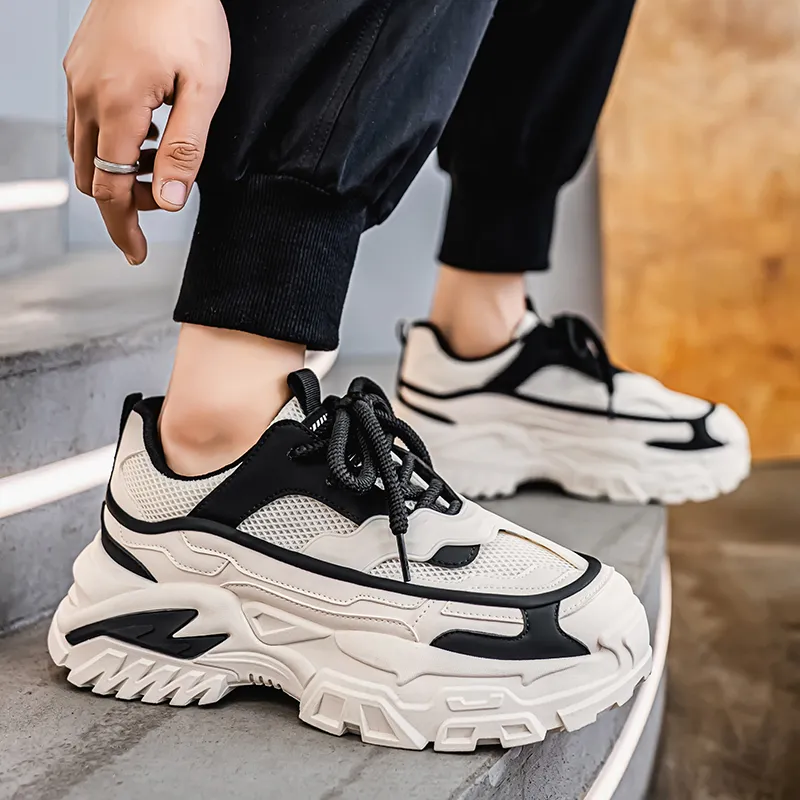 JKEM Slip Resistant Breathable Height Increasing Low Top Chunky Sneakers Men's-7
