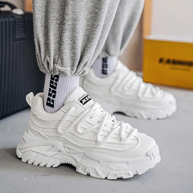 JKEM Anti-Slip And Wear-Resistant Height Increasing Low-Top Chunky Sneakers Men's-7
