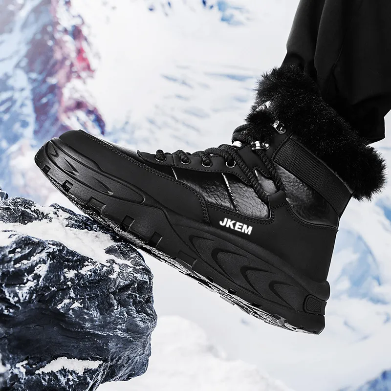 JKEM Warm Wear-Resistant Height Increasing Short Mid-Calf Snow Boots Men's-1