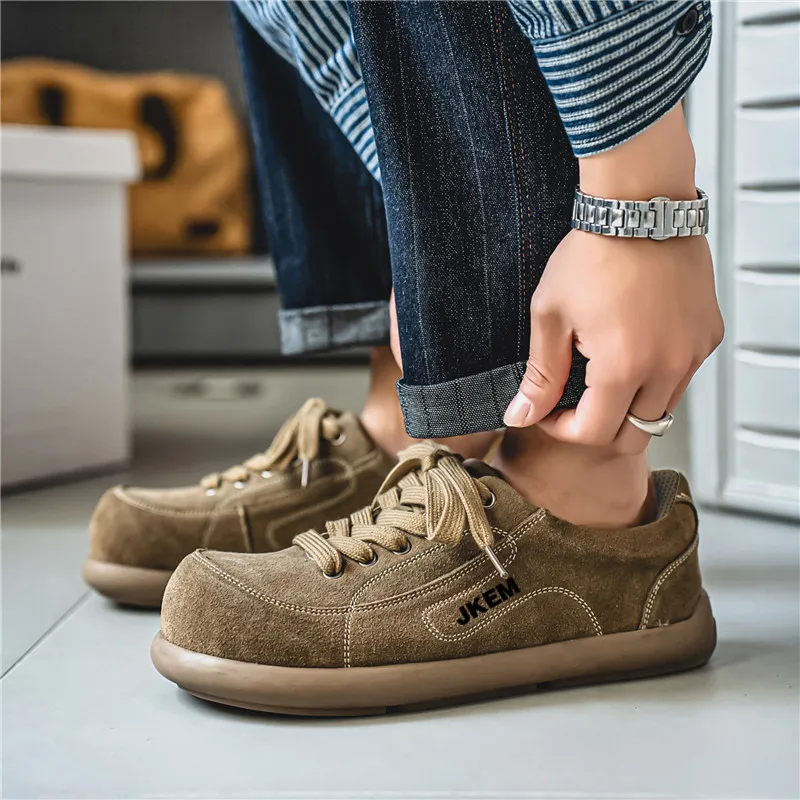 JKEM Men's Casual Shoes Men Low Top Black/Khaki/Chestnut-12