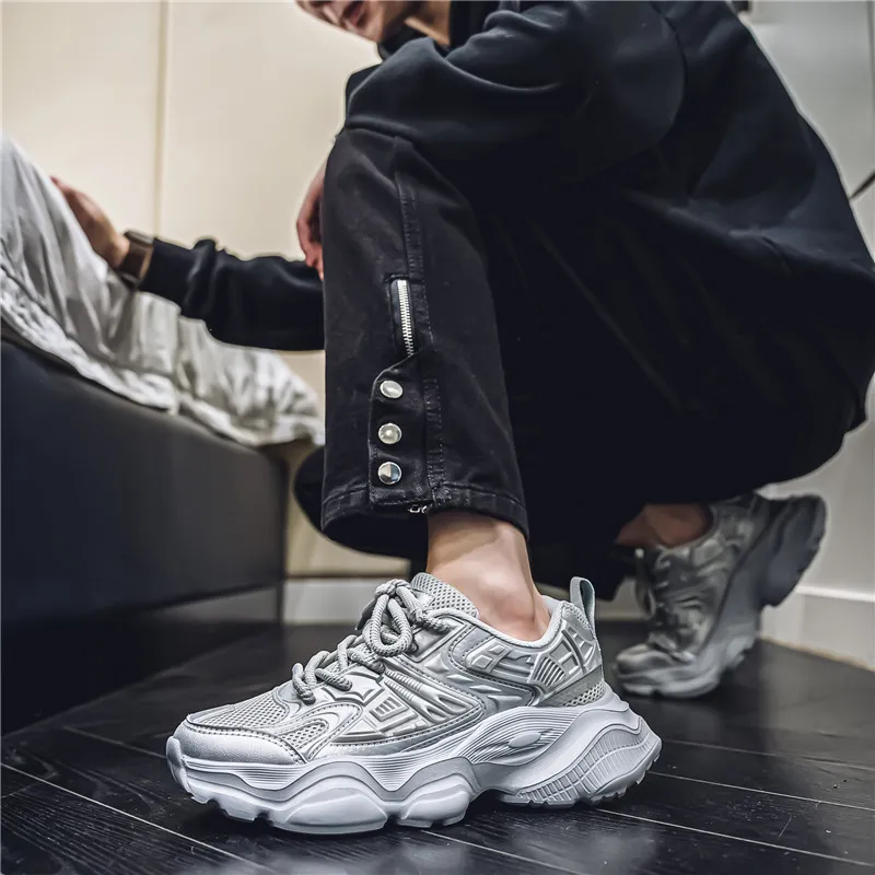 JKEM Cushioned Abrasion-Resistant Slip-Resistant Low-Top Chunky Sneakers Men's-14
