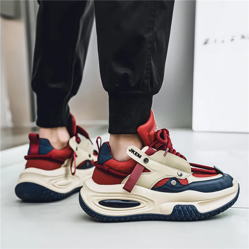 JKEM Cushioning Anti-Slip And Wear-Resistant Height Increasing Low-Top Chunky Sneakers Men's-3