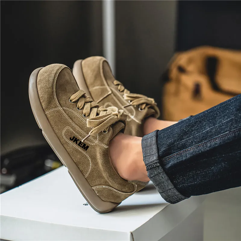 JKEM Men's Casual Shoes Men Low Top Black/Khaki/Chestnut-13