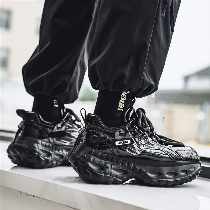 JKEM Anti Slip And Wear Resistant Height Increasing Low Top Chunky Sneakers Men's-13