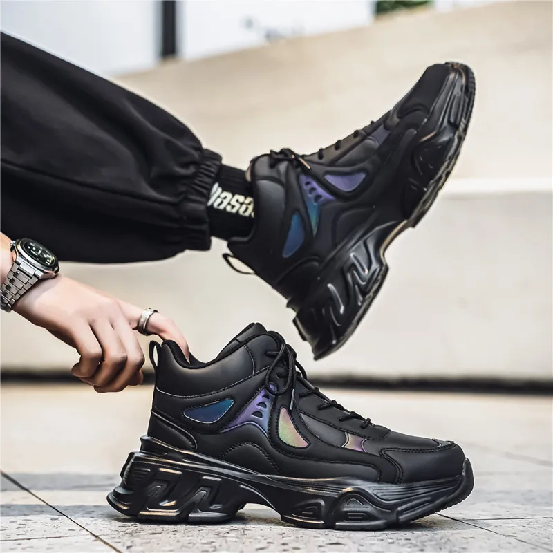 JKEM Cushioned Slip-Resistant Abrasion-Resistant High-Top Chunky Sneakers Men's-9