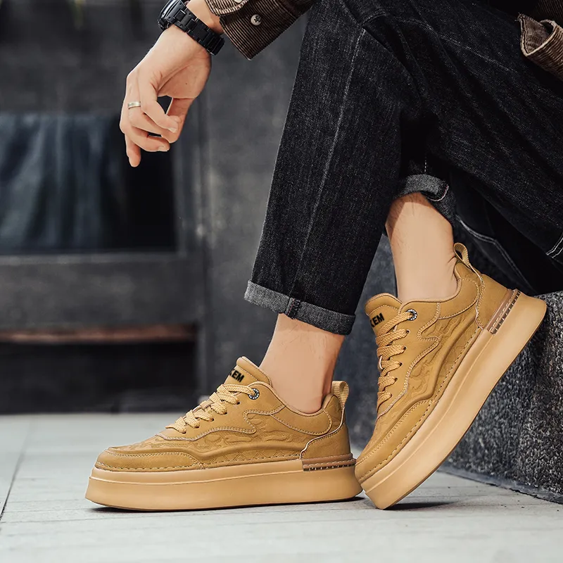 JKEM Slip-Resistant Cushioning Wear-Resistant Height Increasing Low-Top Skateboard Shoes Men's-14