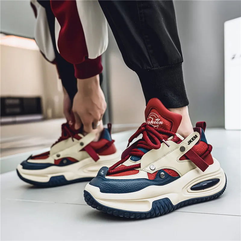 JKEM Cushioning Anti-Slip And Wear-Resistant Height Increasing Low-Top Chunky Sneakers Men's-2