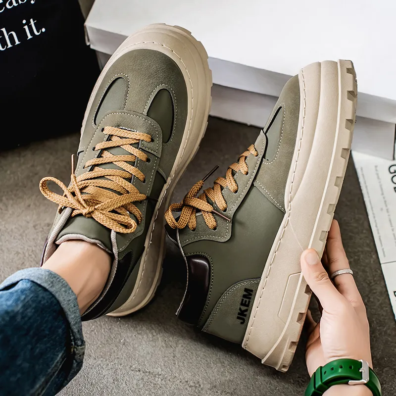 JKEM Anti Slip And Wear Resistant Height Increasing Mid Top Casual Shoes Men's-13