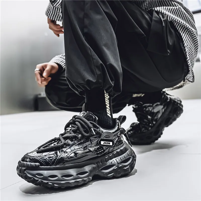 JKEM Anti Slip And Wear Resistant Height Increasing Low Top Chunky Sneakers Men's-14