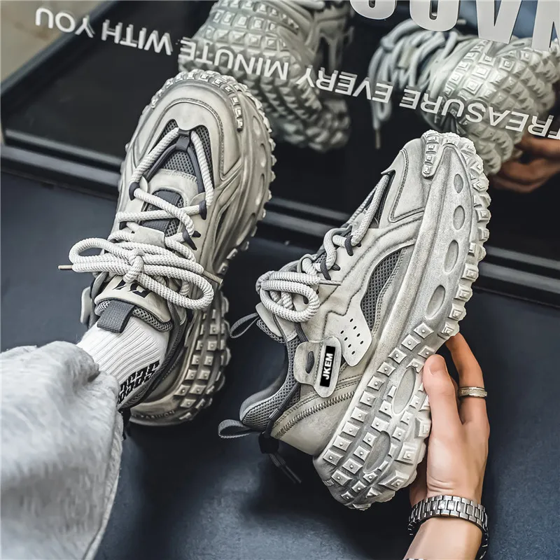 JKEM Height Increasing Breathable Low Top Chunky Sneakers Men's-15