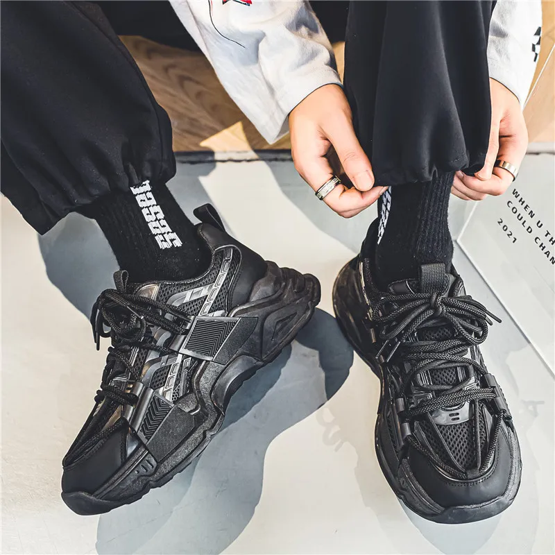 JKEM Cushioning Anti-Slip Wear-Resistant Breathable Height Increasing Low-Top Chunky Sneakers Men's-3