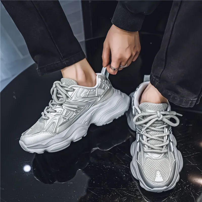 JKEM Cushioned Abrasion-Resistant Slip-Resistant Low-Top Chunky Sneakers Men's-12