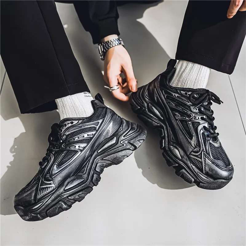 JKEM Anti-Slip And Wear-Resistant Height Increasing Low-Top Chunky Sneakers Men's-2