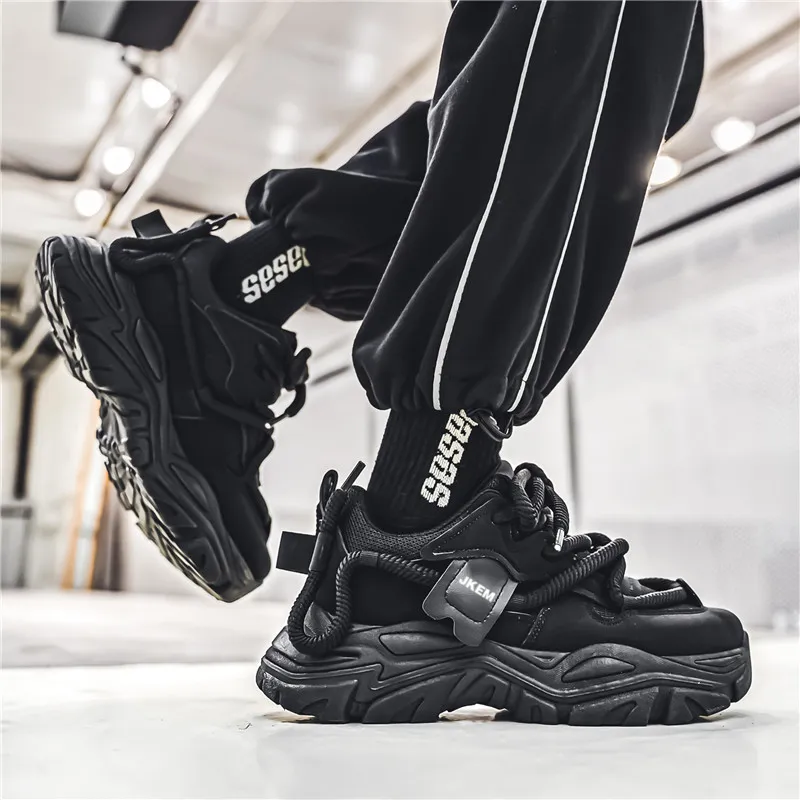 JKEM Wear-Resistant Breathable Height Increasing Low-Top Chunky Sneakers Men's-3