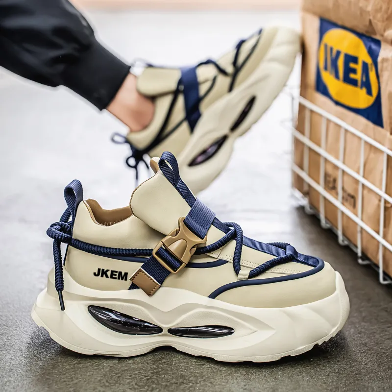 JKEM Anti-Slip And Wear-Resistant Height Increasing Low-Top Chunky Sneakers Men's-14