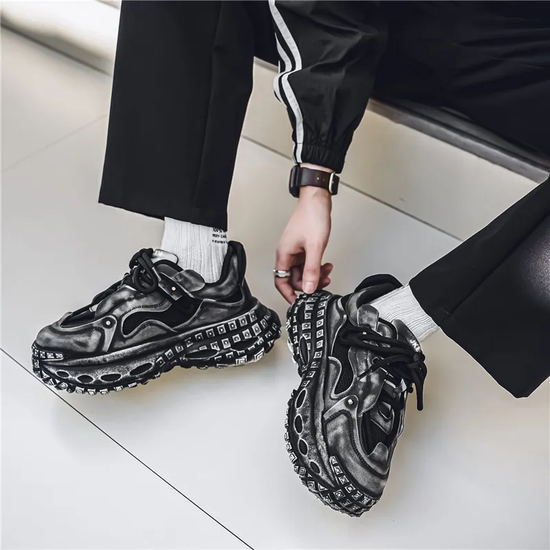 JKEM Anti Slip Wear Resistant Low Top Chunky Sneakers Men's-13