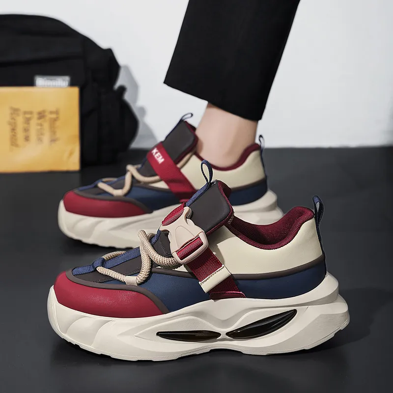JKEM Cushioned Wear Resistant Height Increasing Low Top Chunky Sneakers Men's-5