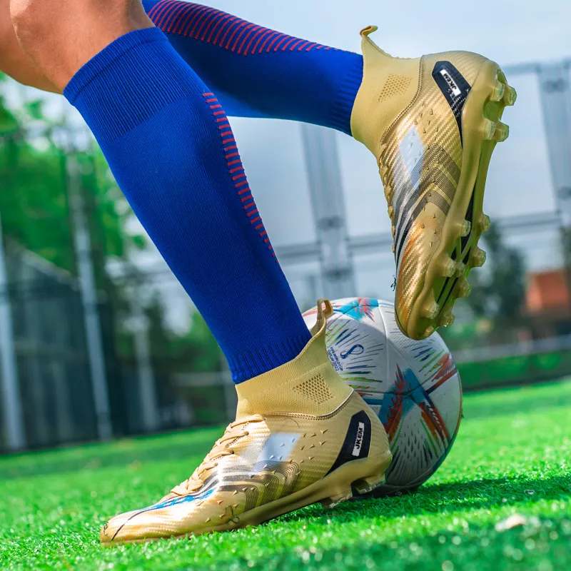 JKEM Soccer Shoes Unisex Mid Top White Gold/Black Gold/Gold/Aqua-16