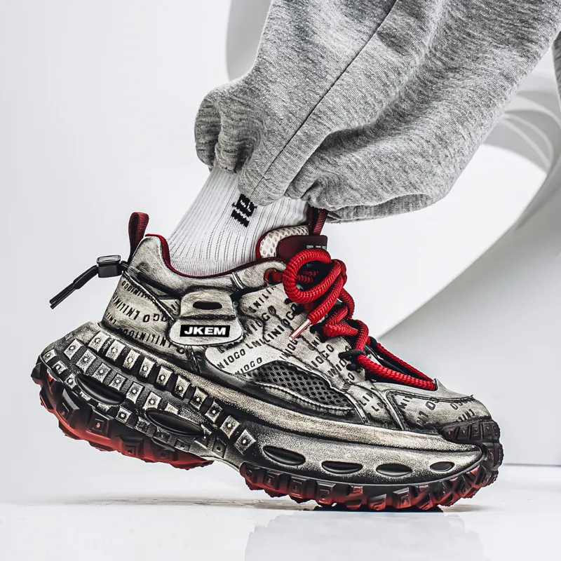 JKEM Cushioned Wear Resistant Breathable Low Top Chunky Sneakers Men's-3