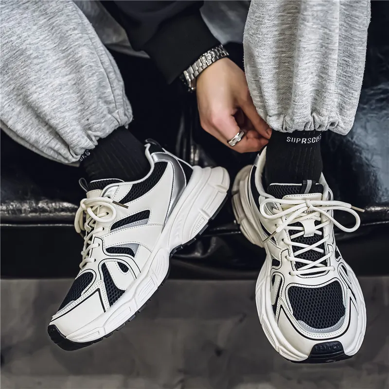 JKEM Anti-Slip Wear-Resistant Low-Top Chunky Sneakers Men's-4