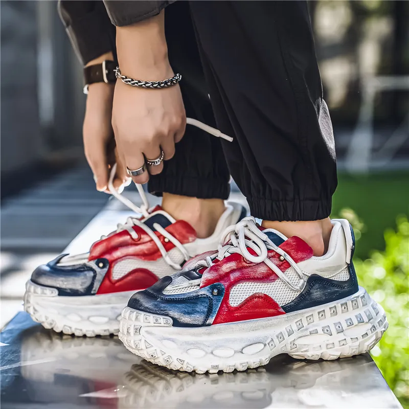 JKEM Anti Slip Wear Resistant Low Top Chunky Sneakers Men's-2