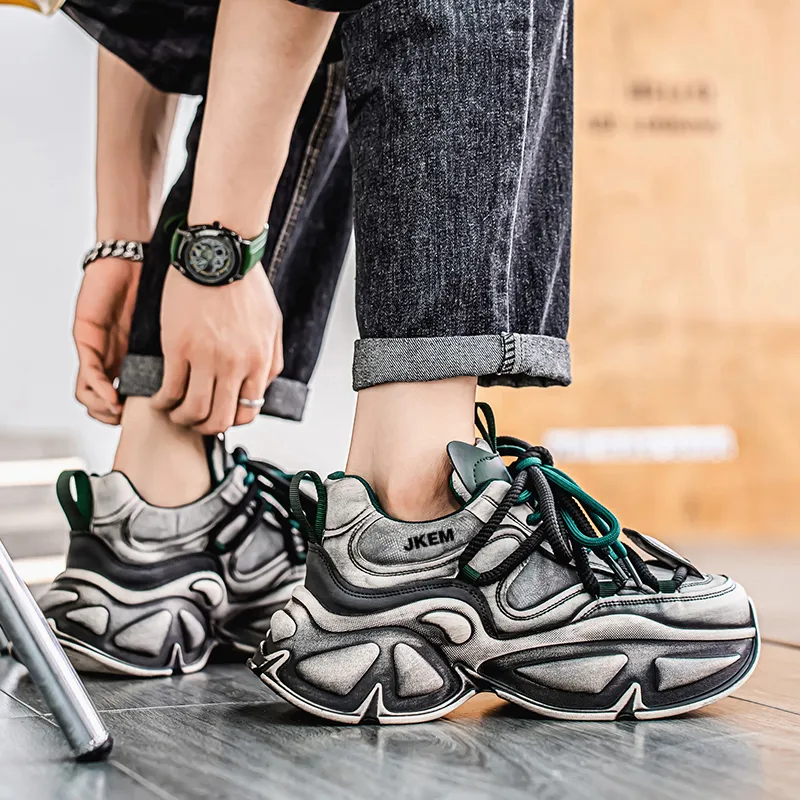 JKEM Cushioned Wear Resistant Height Increasing Low Top Chunky Sneakers Men's-12