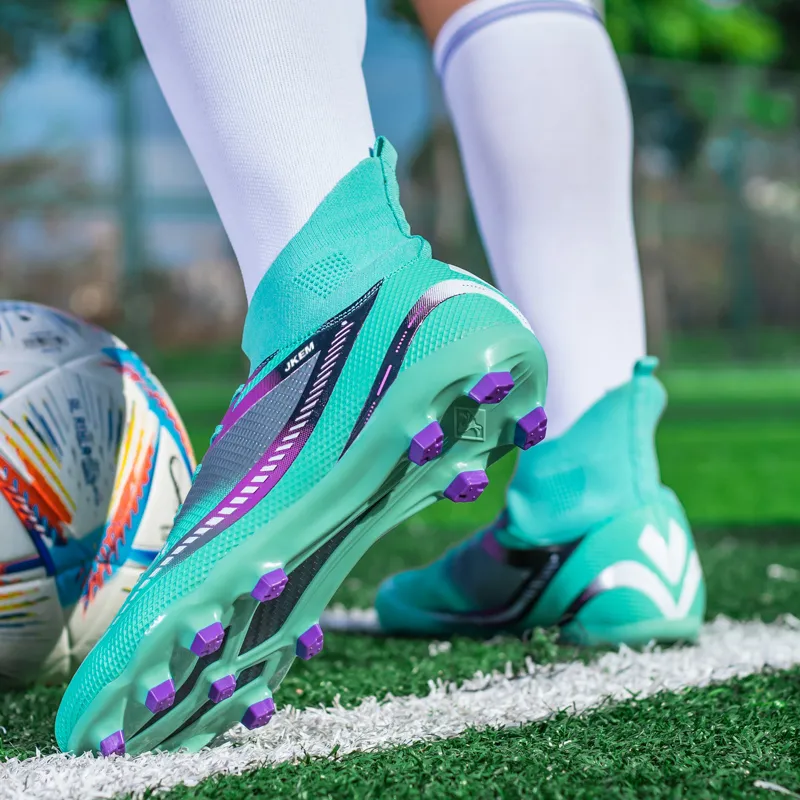 JKEM FG Rubber Long Studs Soft Ground Firm Ground Anti-Slip Wear-Resistant Soccer Shoes Unisex-13