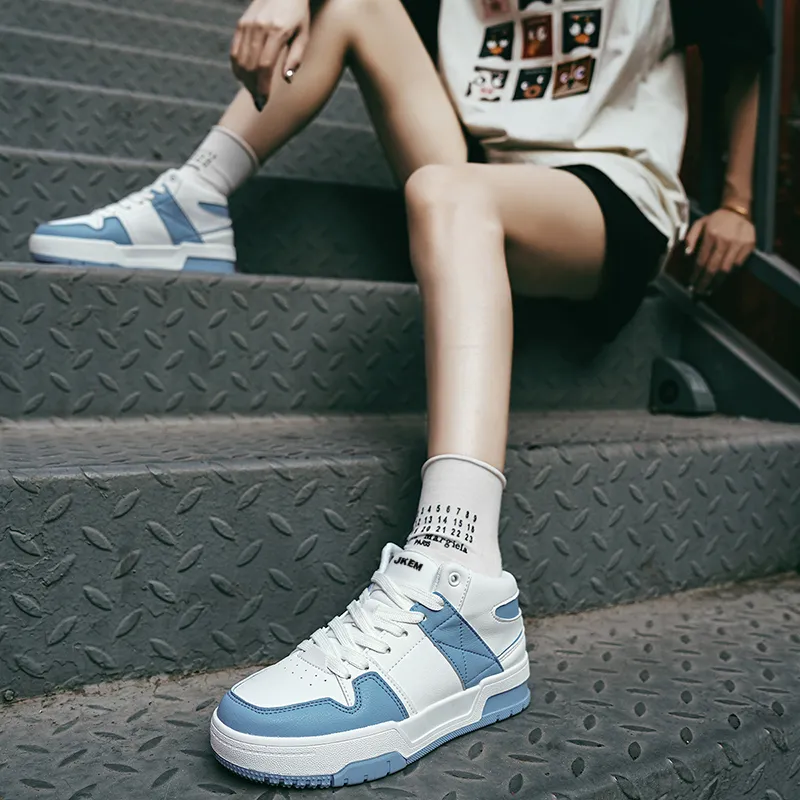 JKEM Anti-Slip And Wear-Resistant Height Increasing High-Top Skateboard Shoes Unisex-12