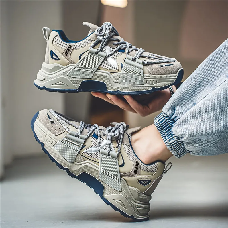 JKEM Anti-Slip Wear-Resistant Low-Top Chunky Sneakers Men's-14