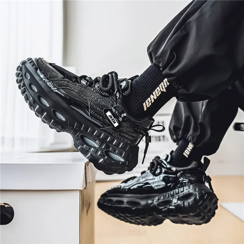 JKEM Anti Slip And Wear Resistant Height Increasing Low Top Chunky Sneakers Men's-12