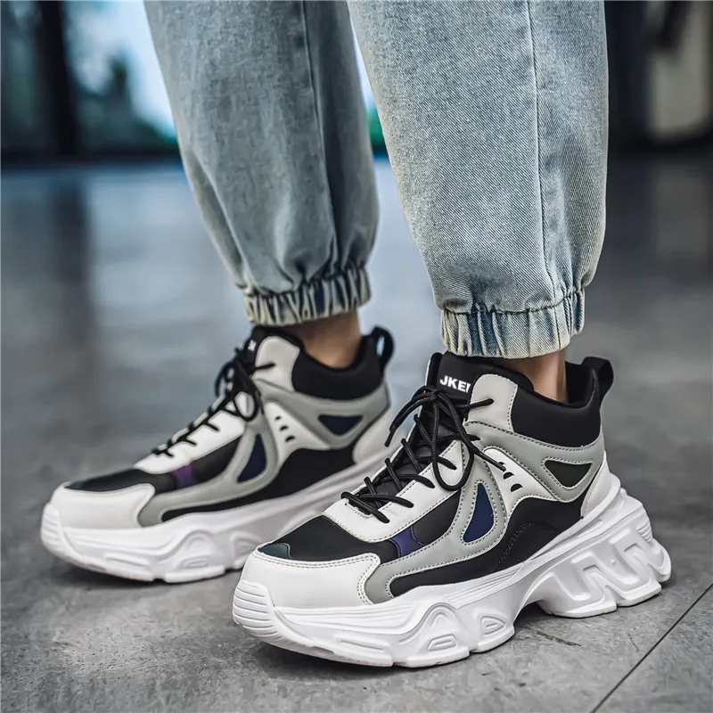 JKEM Cushioned Slip-Resistant Abrasion-Resistant High-Top Chunky Sneakers Men's-1