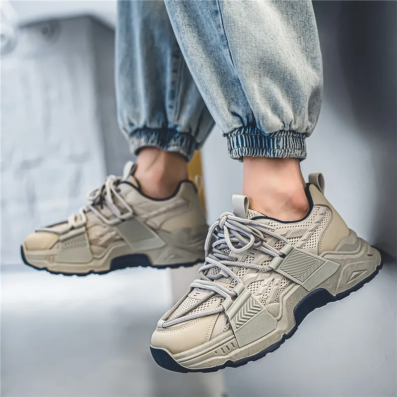 JKEM Cushioning Anti-Slip Wear-Resistant Breathable Height Increasing Low-Top Chunky Sneakers Men's-12