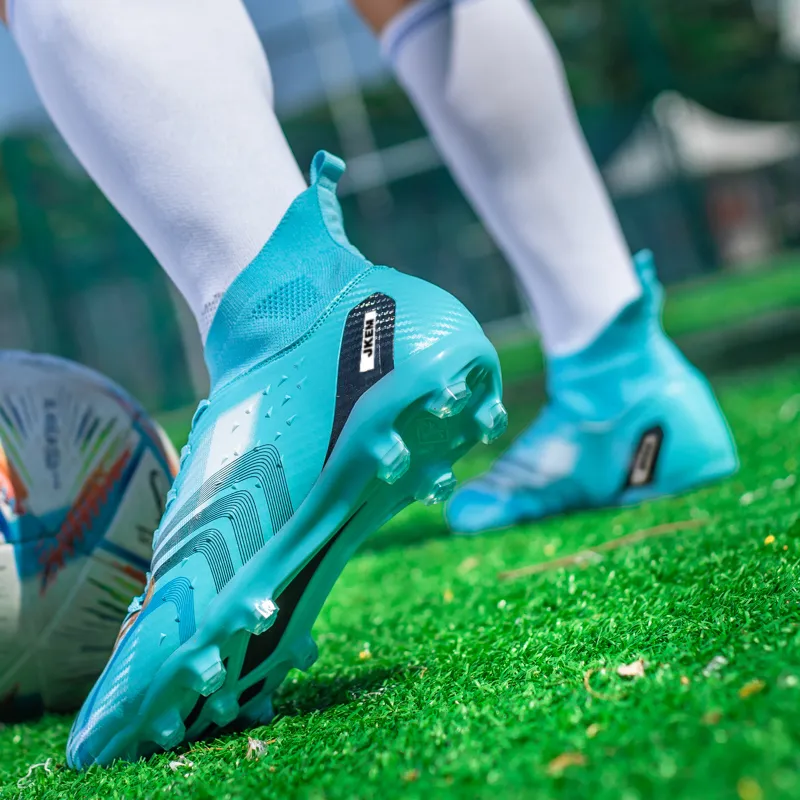 JKEM Soccer Shoes Unisex Mid Top White Gold/Black Gold/Gold/Aqua-22