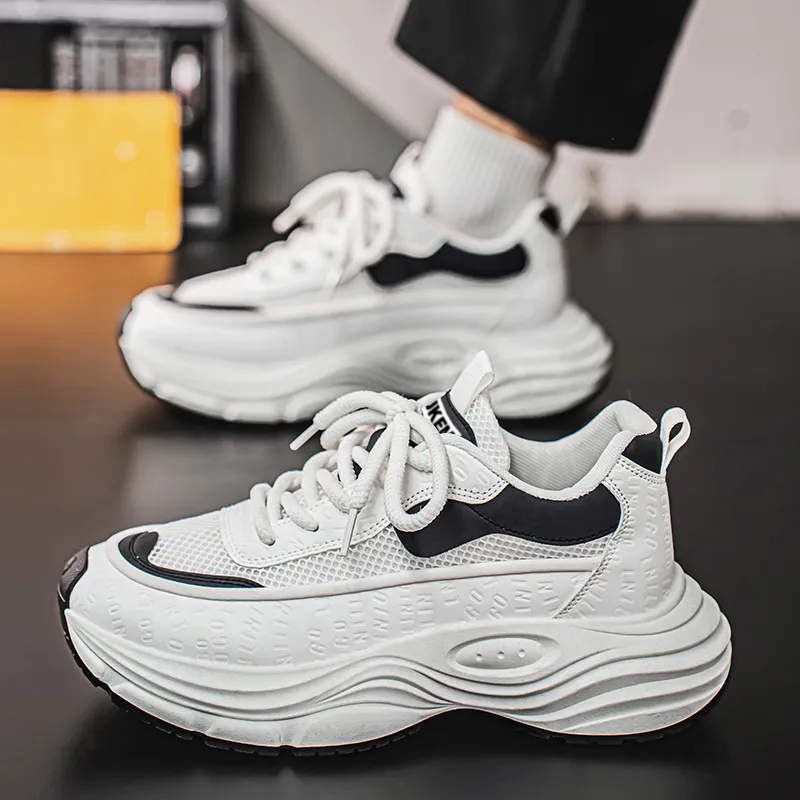 JKEM Cushioned Slip Resistant Abrasion Resistant Low Top Chunky Sneakers Men's-4