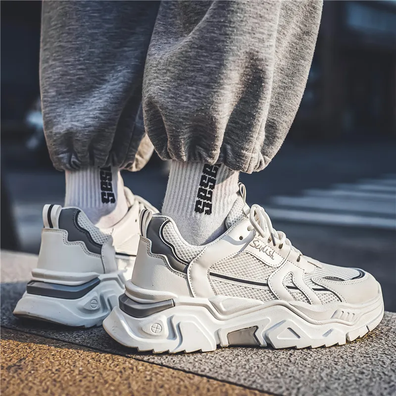 JKEM Anti Slip And Wear Resistant Height Increasing Low Top Chunky Sneakers Men's-8
