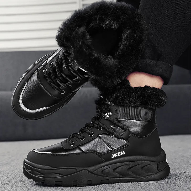 JKEM Warm Wear-Resistant Height Increasing Short Mid-Calf Snow Boots Men's-4