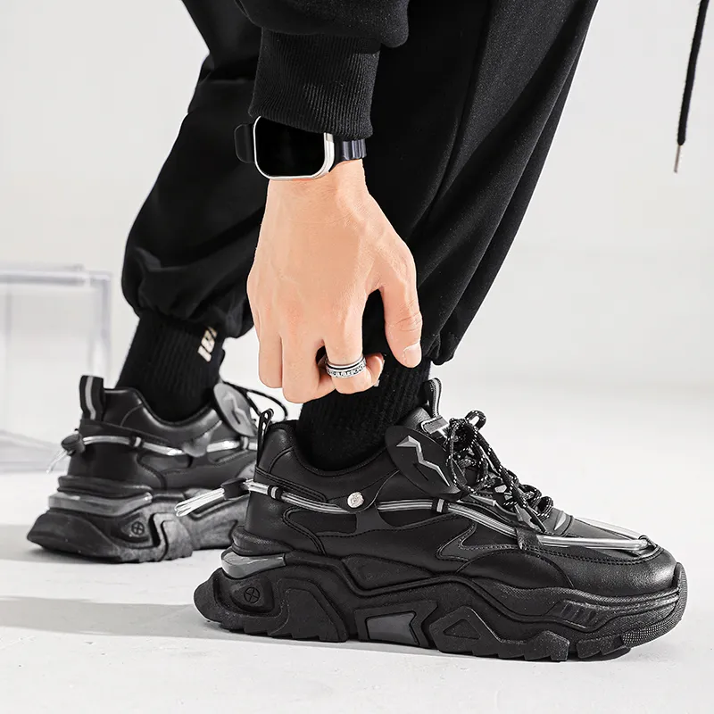 JKEM Cushioned Wear Resistant Height Increasing Low Top Chunky Sneakers Men's-2