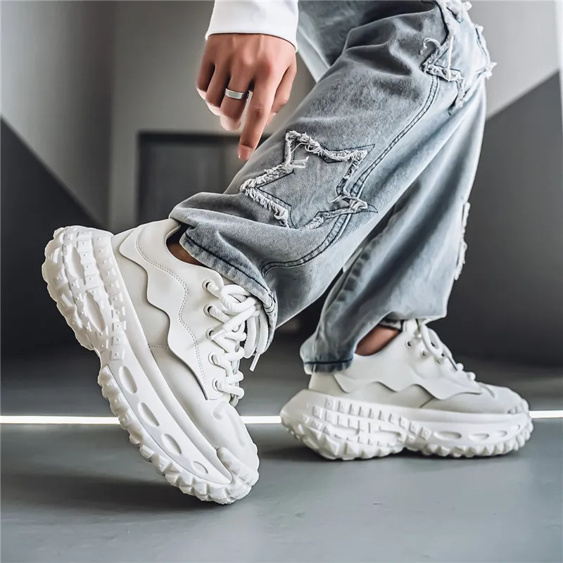 JKEM Cushioning Height Increasing Wear Resistant Slip Resistant Low Top Chunky Sneakers Men's-9