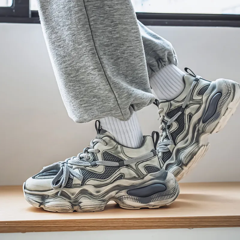 JKEM Shock Absorbers With Slip Resistant And Abrasion Resistant Properties Low Top Chunky Sneakers Men's-14