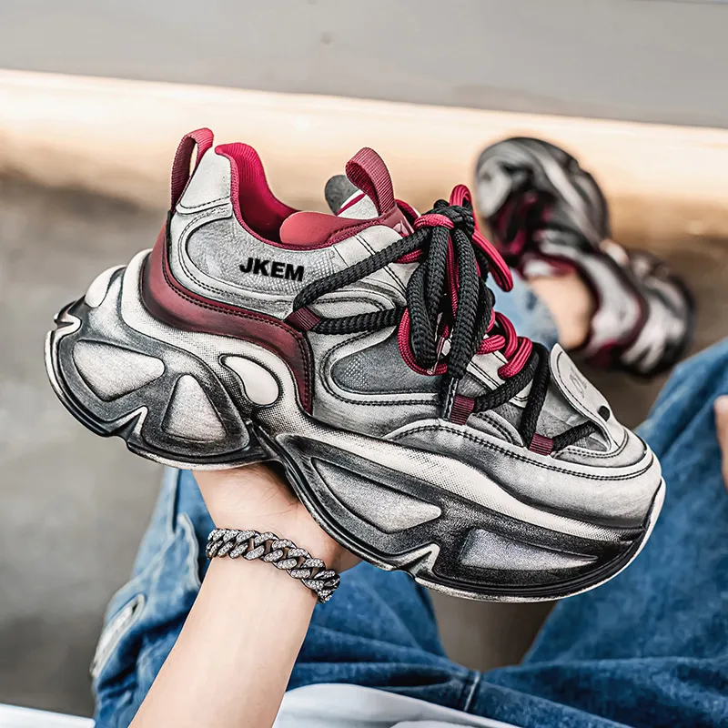 JKEM Cushioned Wear Resistant Height Increasing Low Top Chunky Sneakers Men's-9
