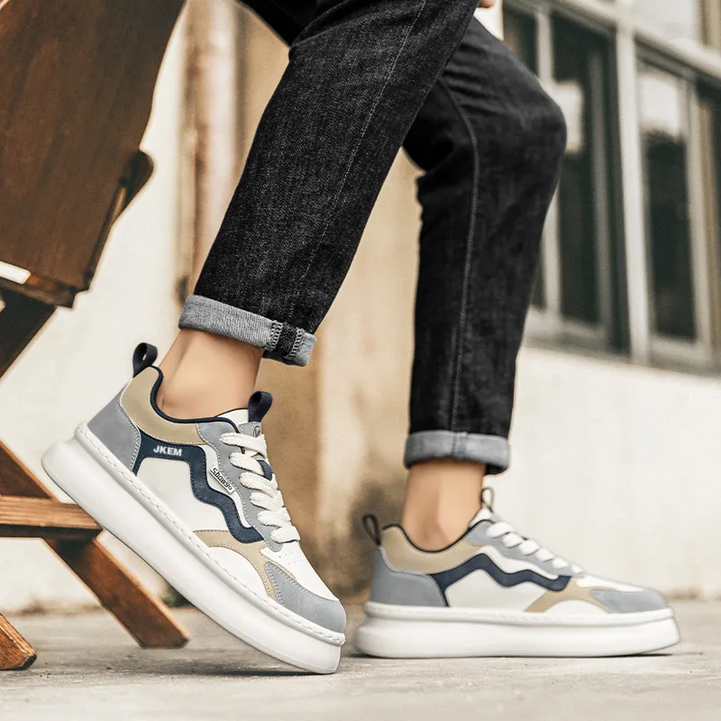 JKEM Slip-Resistant Cushioning Wear-Resistant Height Increasing Low-Top Skateboard Shoes Men's-4