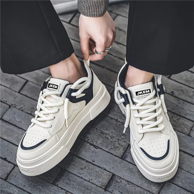 JKEM Warm Slip-Resistant Cushioning Wear-Resistant Height Increasing Low-Top Skateboard Shoes Men's-2