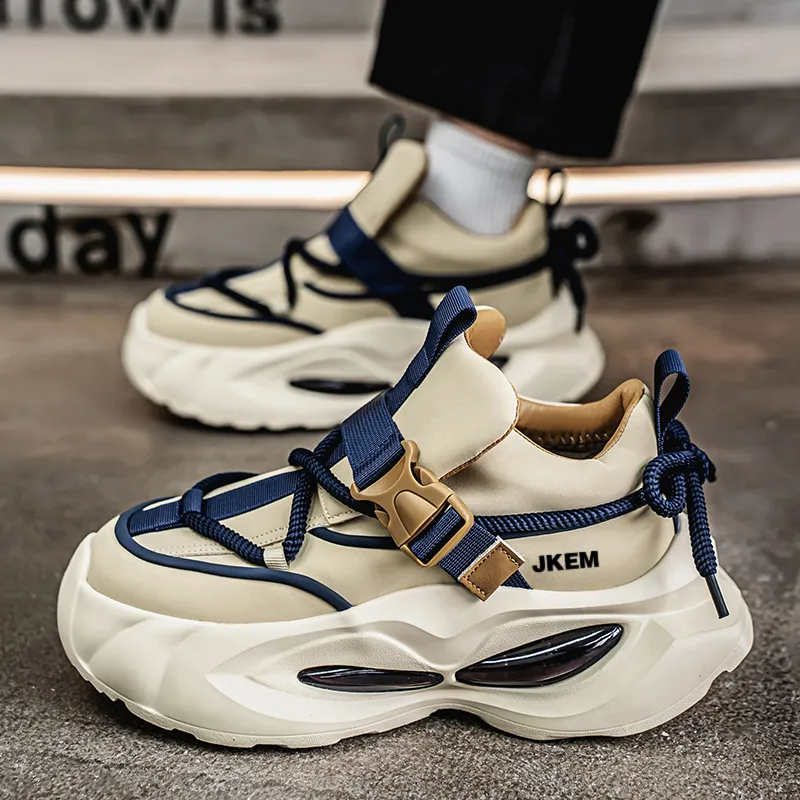 JKEM Anti-Slip And Wear-Resistant Height Increasing Low-Top Chunky Sneakers Men's-12
