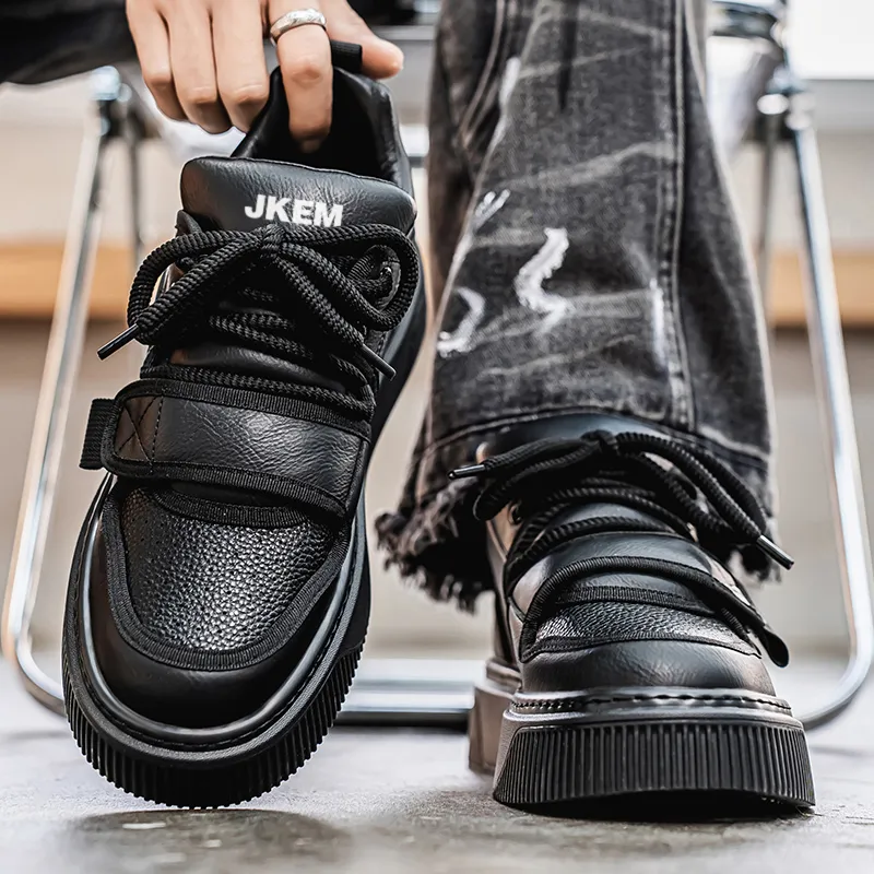 JKEM Cushioned Wear-Resistant Height Increasing Mid-Top Skateboard Shoes Men's-13