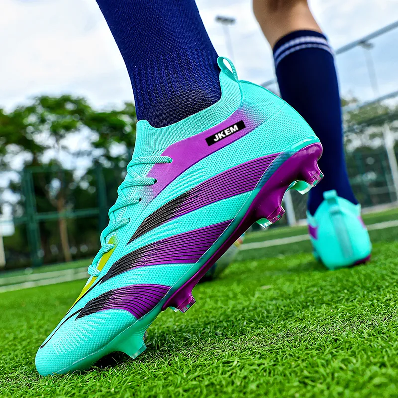 JKEM FG Rubber Long Studs Artificial Ground Wear-Resistant Coverage Impact-Resistant Soccer Shoes Unisex-24