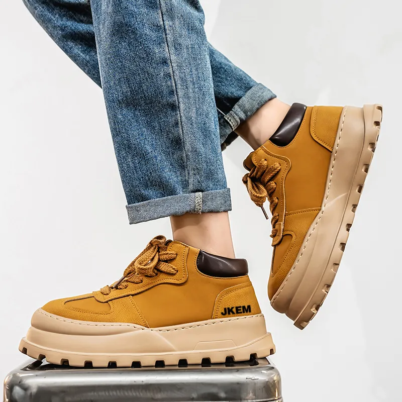 JKEM Anti Slip And Wear Resistant Height Increasing Mid Top Casual Shoes Men's-7