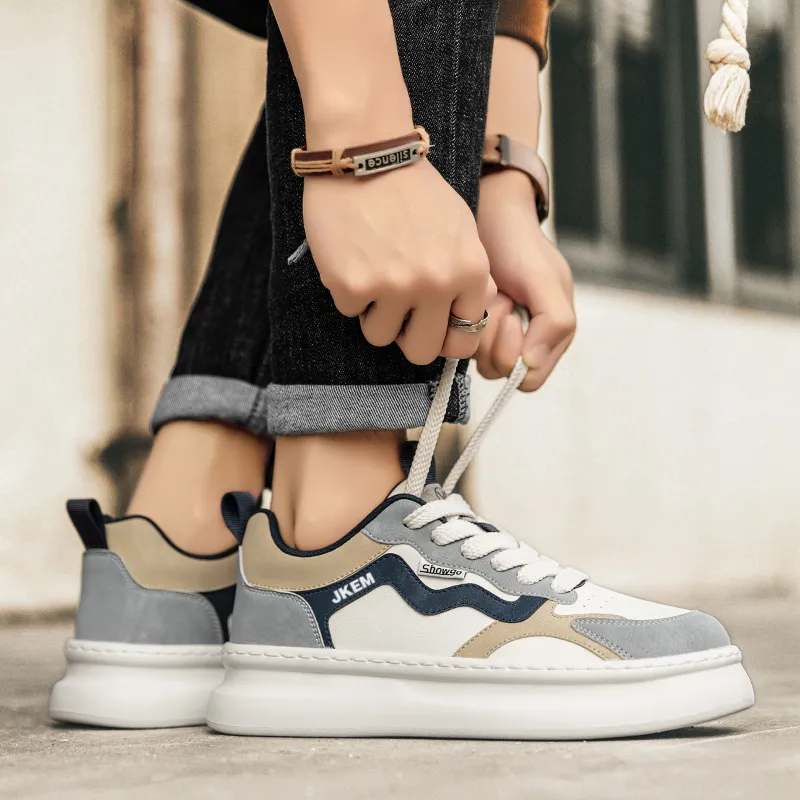 JKEM Slip-Resistant Cushioning Wear-Resistant Height Increasing Low-Top Skateboard Shoes Men's-3