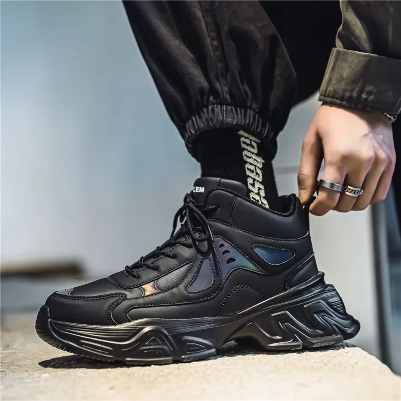 JKEM Cushioned Slip-Resistant Abrasion-Resistant High-Top Chunky Sneakers Men's-8