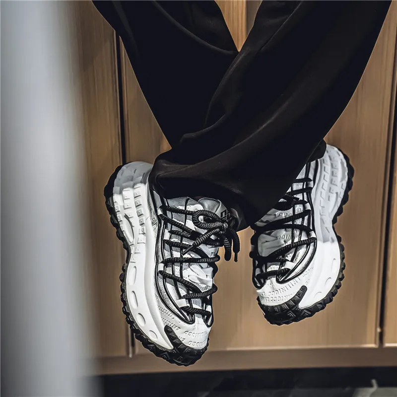JKEM Cushioning Height Increasing Wear Resistant Slip Resistant Low Top Chunky Sneakers Men's-13